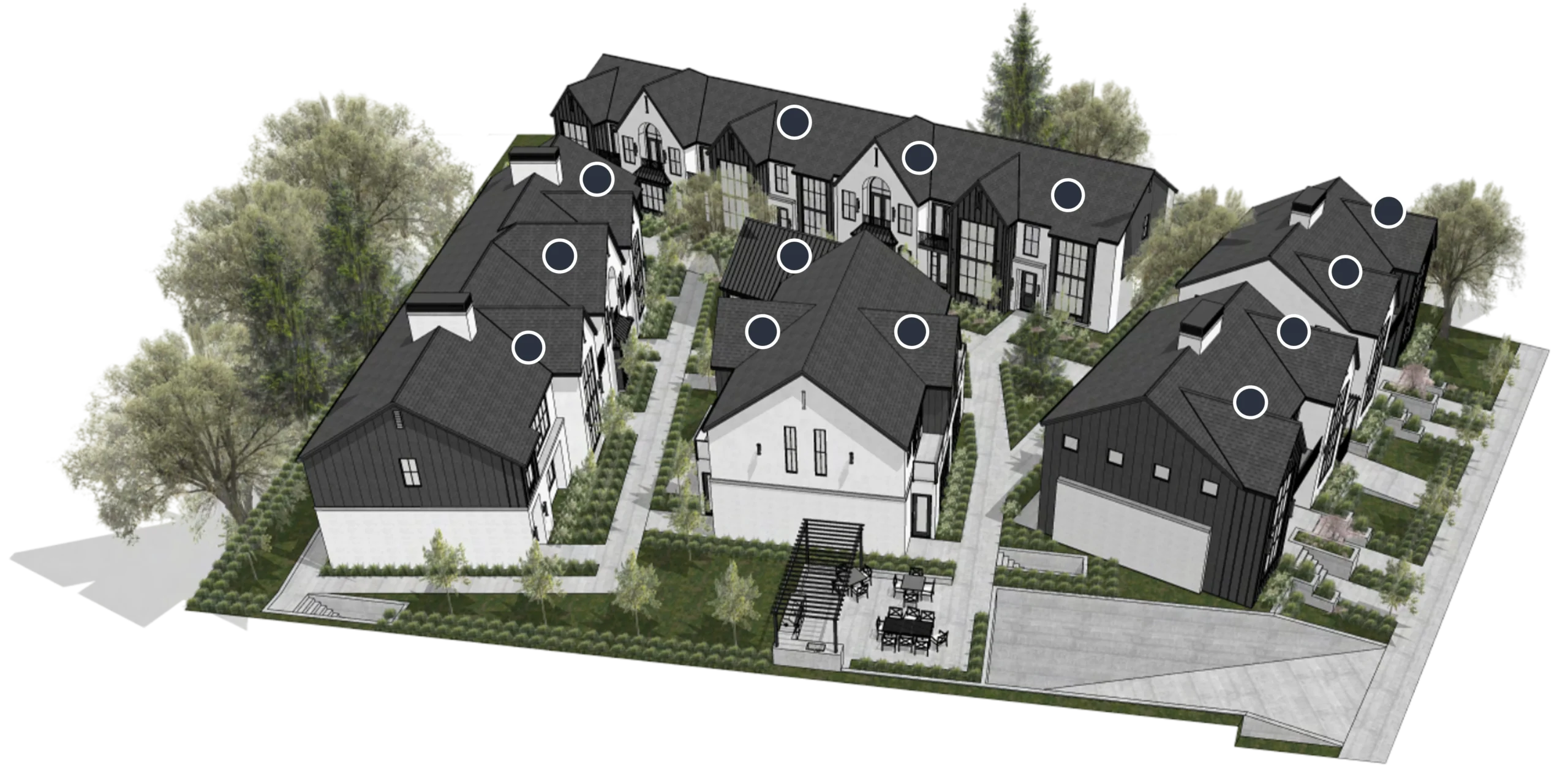 site model with trees and houses