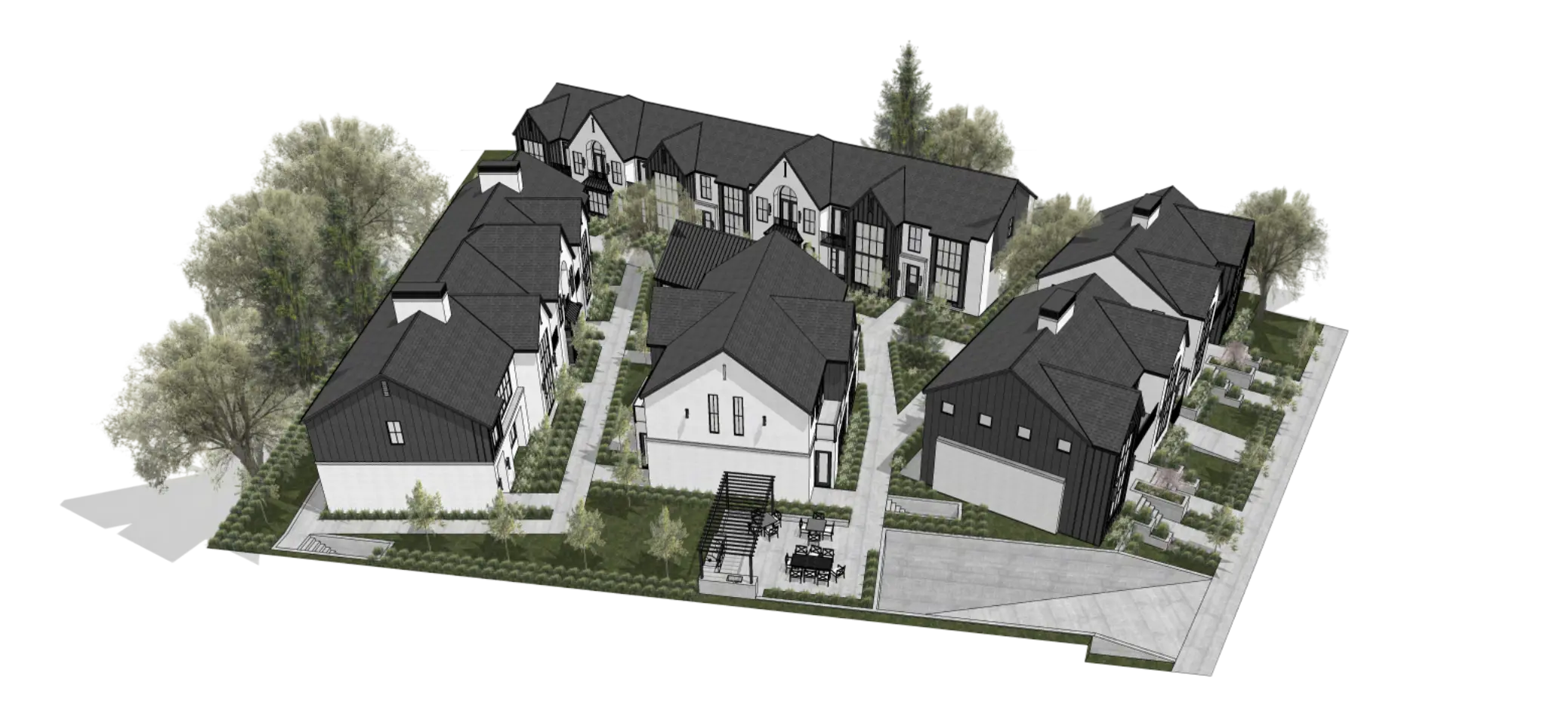 Aerial rendering of the Magnolia townhome collection