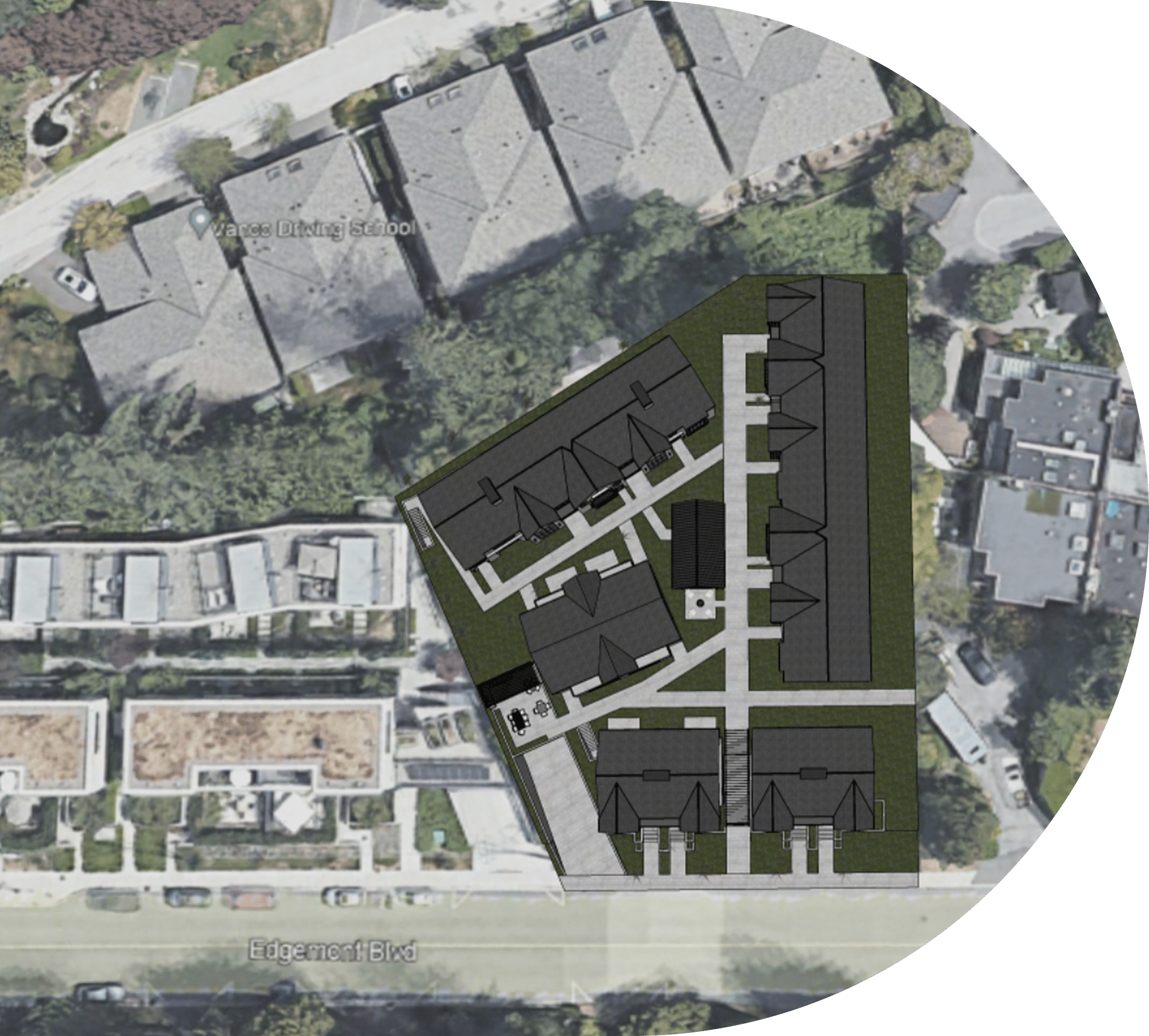Aerial rendering of Magnolia townhomes